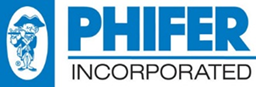 Phifer incorporated logo in blue and white and black