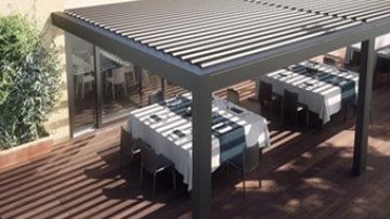 pergola motorized louvered structures adjustable restaurants hotels sunair awning retractable screens