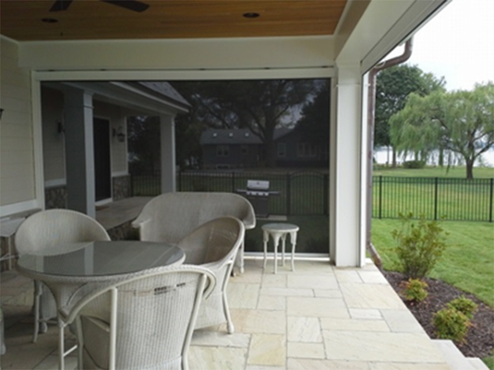 front porch with parts of the screen closed